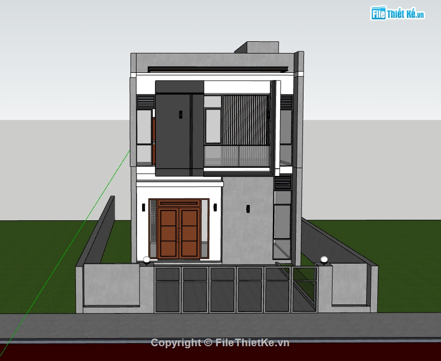 nhà phố,nhà phố 2 tầng,nhà phố 2 tầng sketchup,su nhà phố