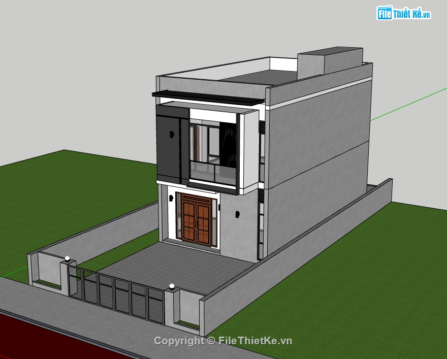 nhà phố,nhà phố 2 tầng,nhà phố 2 tầng sketchup,su nhà phố