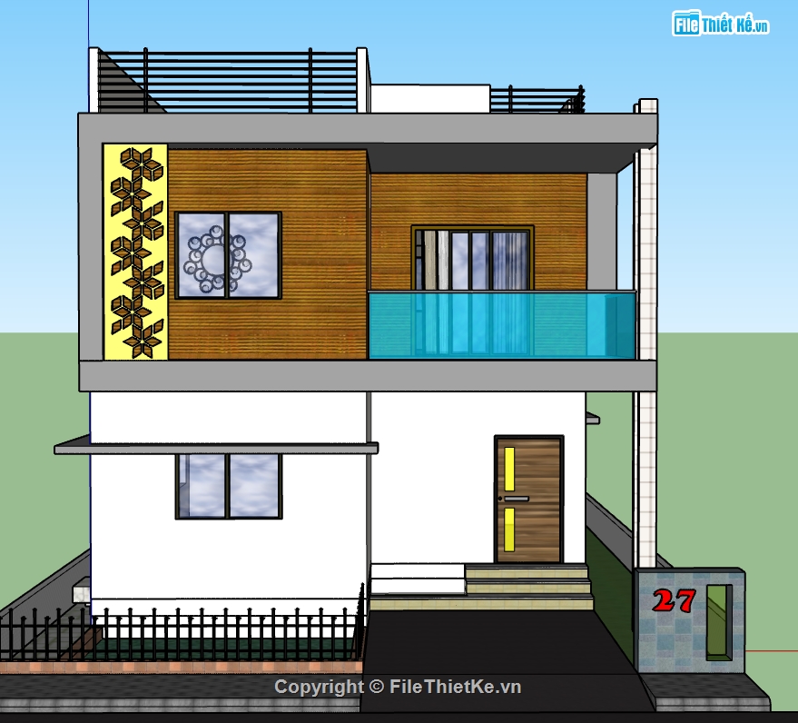 nhà phố 2 tầng file sketchup,sketchup nhà 2 tầng,sketchup nhà phố 2 tầng,nhà 2 tầng file sketchup