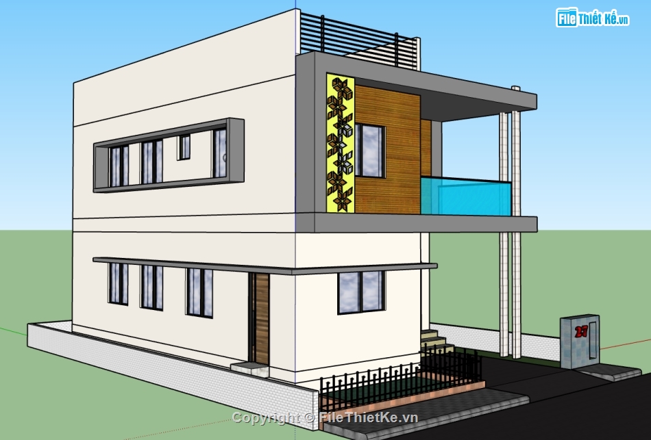 nhà phố 2 tầng file sketchup,sketchup nhà 2 tầng,sketchup nhà phố 2 tầng,nhà 2 tầng file sketchup