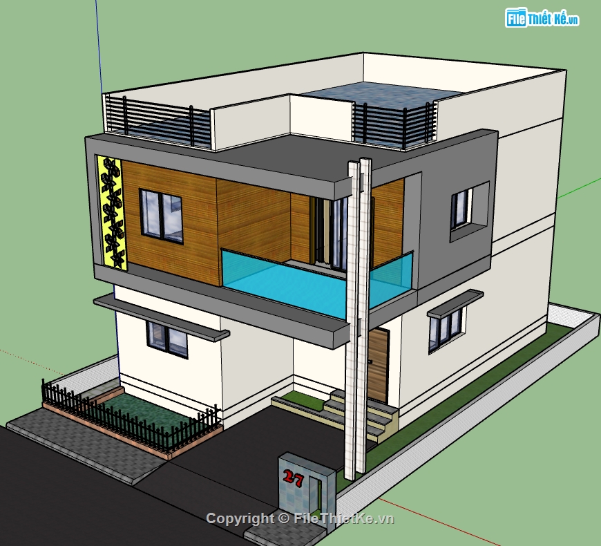 nhà phố 2 tầng file sketchup,sketchup nhà 2 tầng,sketchup nhà phố 2 tầng,nhà 2 tầng file sketchup