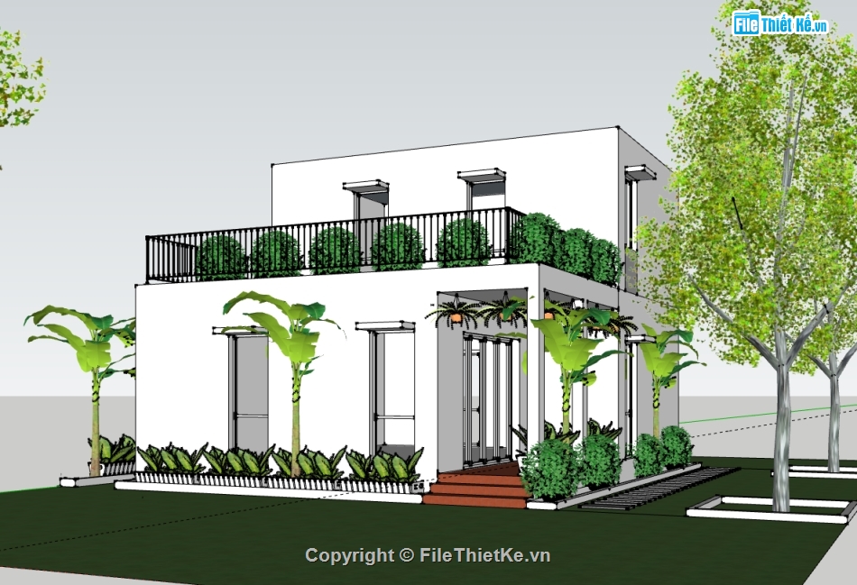 file su nhà phố 2 tầng,model su nhà phố 2 tầng,sketchup nhà phố 2 tầng