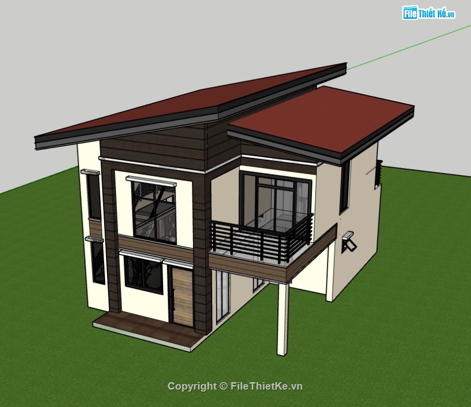 nhà phố,su nhà phố 2 tầng,su nhà phố,sketchup nhà phố 2 tầng