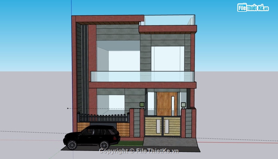 Nhà phố 2 tầng,model su nhà phố 2 tầng,sketchup nhà phố 2 tầng