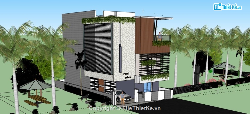 Nhà phố 2 tầng,model su nhà phố 2 tầng,sketchup nhà phố 2 tầng