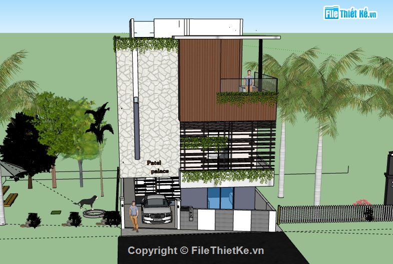 Nhà phố 2 tầng,model su nhà phố 2 tầng,sketchup nhà phố 2 tầng