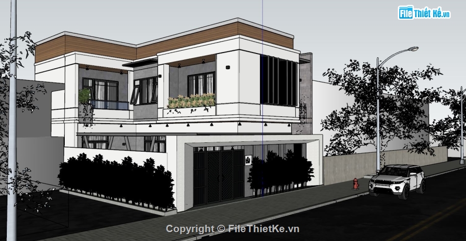 Model sketchup nhà phố 2 tầng,File sketchup nhà phố 2 tầng,Bản vẽ sketchup nhà phố 2 tầng,3D Sketchup nhà phố 2 tầng,sketchup Nhà phố 2 tầng