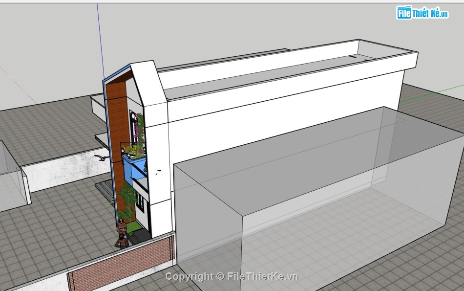 nhà phố 2 tầng,model sketchup nhà phố 2 tầng,phối cảnh nhà phố 2 tầng,thiết kế nhà phố 2 tầng