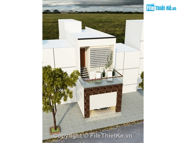 File Sketchup nhà phố 2 tầng hiện đại,4.5x20m,File Sketchup nhà phố 2 tầng hiện đại 4.5x20m