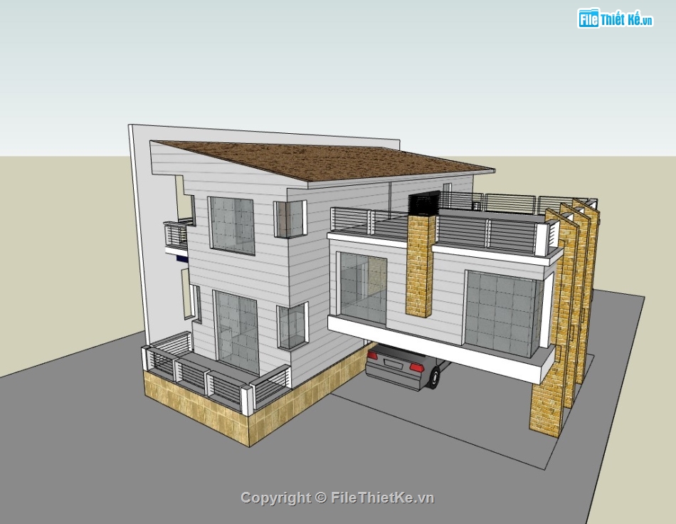 nhà hiện đại,nhà phố 2 tầng đẹp,nhà 2 tầng hiện đại,sketchup nhà phố 2 tầng,nhà phố sketchup