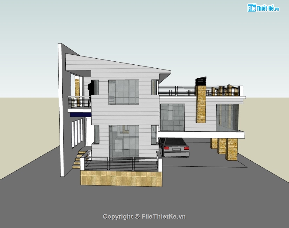 nhà hiện đại,nhà phố 2 tầng đẹp,nhà 2 tầng hiện đại,sketchup nhà phố 2 tầng,nhà phố sketchup