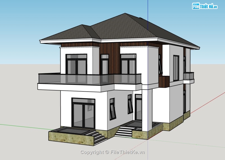 nhà phố 2 tầng,sketchup nhà phố 2 tầng,model su nhà phố 2 tầng