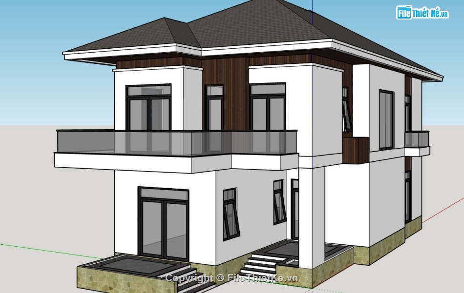 nhà phố 2 tầng,sketchup nhà phố 2 tầng,model su nhà phố 2 tầng