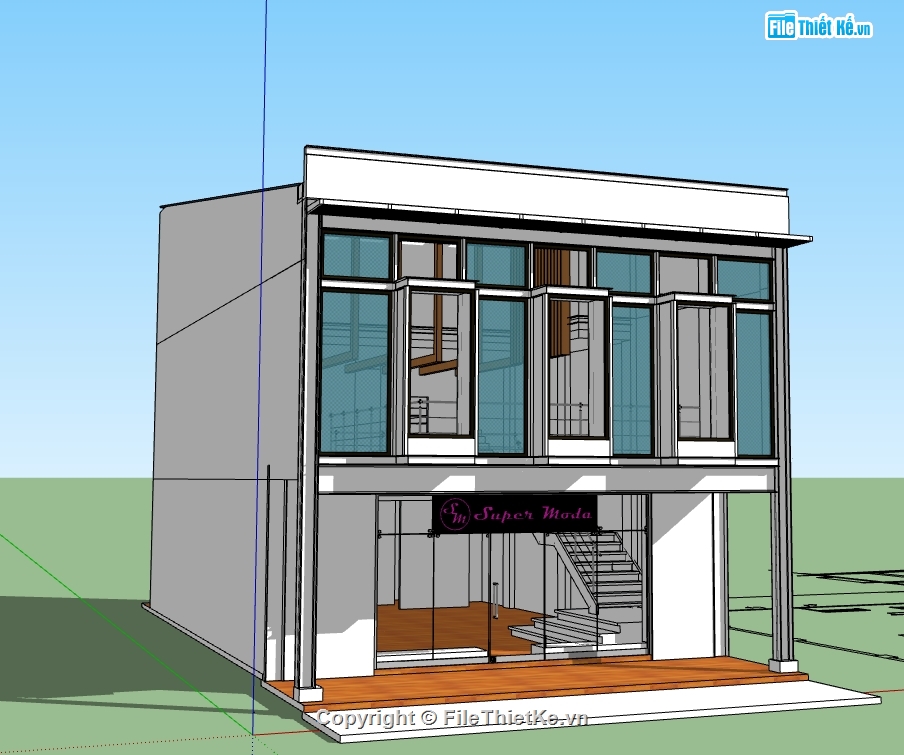 sketchup nhà phố 2 tầng,file sketchup nhà phố 2 tầng,model sketchup nhà phố 2 tầng,3d sketchup nhà phố 2 tầng