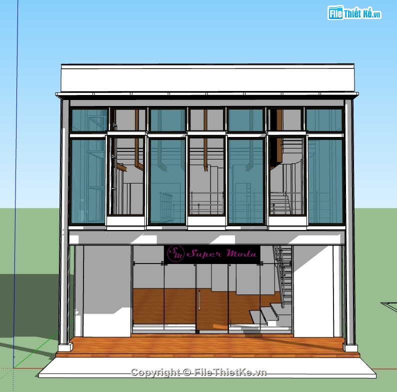 sketchup nhà phố 2 tầng,file sketchup nhà phố 2 tầng,model sketchup nhà phố 2 tầng,3d sketchup nhà phố 2 tầng