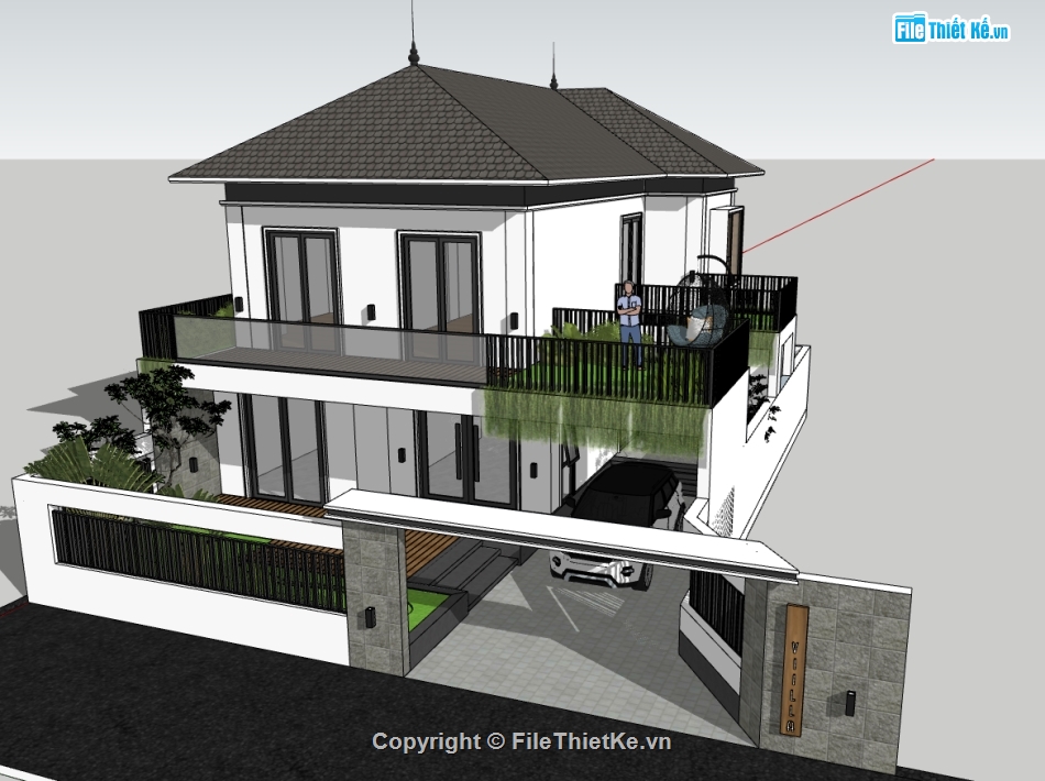 nhà phố sketchup,sketchup nhà phố 2 tầng,nhà phố  2 tầng,nhà phố 2 tầng sketchup,File sketchup nhà phố 2 tầng