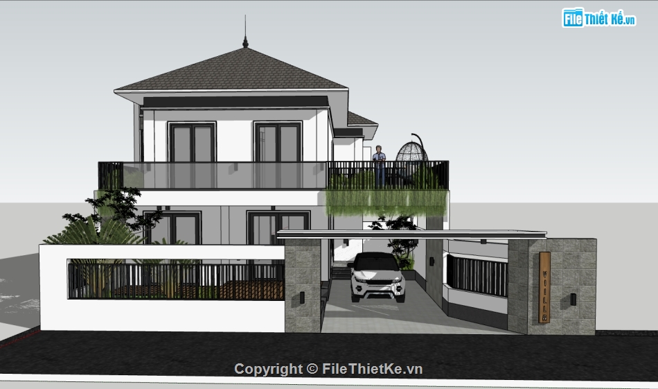 nhà phố sketchup,sketchup nhà phố 2 tầng,nhà phố  2 tầng,nhà phố 2 tầng sketchup,File sketchup nhà phố 2 tầng