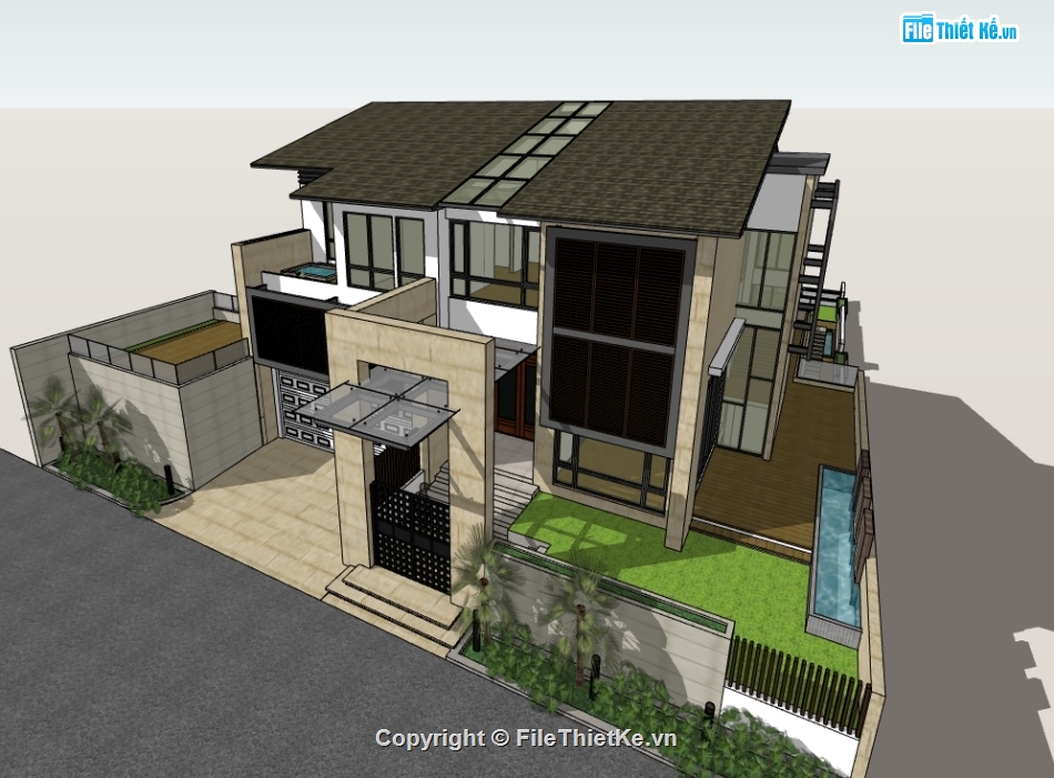 Nhà phố 2 tầng,su nhà phố 2 tầng,sketchup nhà phố 2 tầng,sketchup nhà phố,su nhà phố