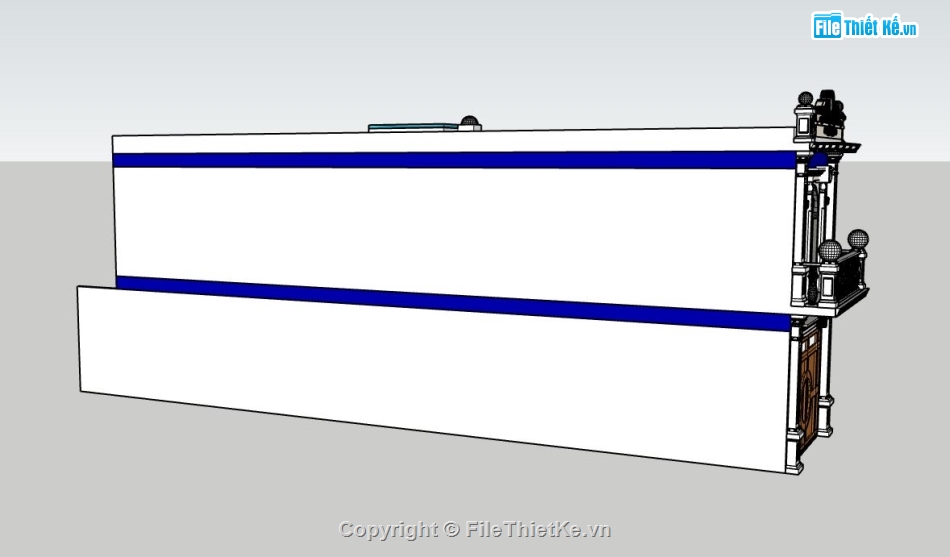 nhà phố sketchup,sketchup nhà phố 2 tầng,File nhà phố tần cổ điển,phối cảnh nhà phố 2 tầng