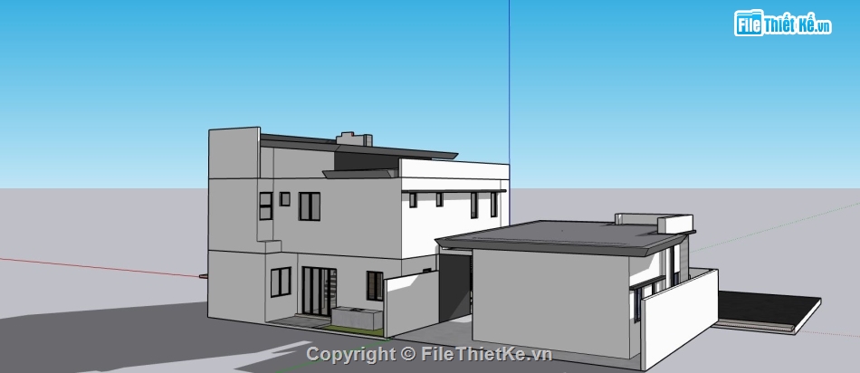 thiết kế nhà phố 2 tầng,sketchup nhà phố 2 tầng,mẫu nhà phố 2 tầng đẹp