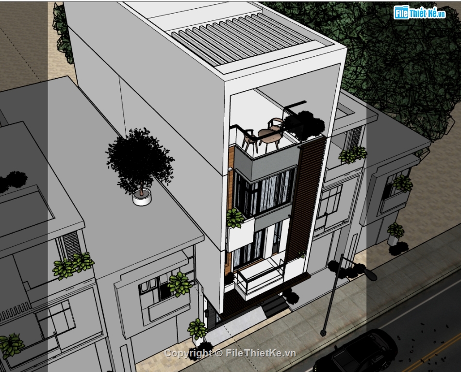 nhà phố 3 tầng,3d nhà phố 3 tầng,sketchup nhà phố 3 tầng,file 3d nhà phố 3 tầng