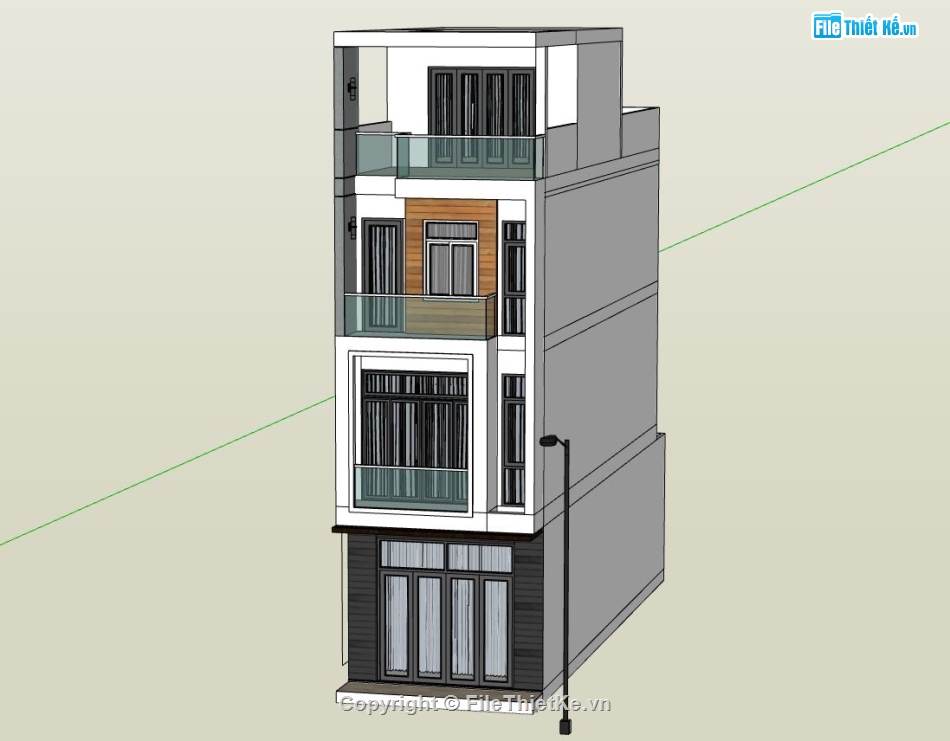 nhà phố 3 tầng,nhà phố 4 tầng,phối cảnh nhà phố 4 tầng,mẫu sketchup nhà phố 3 tầng