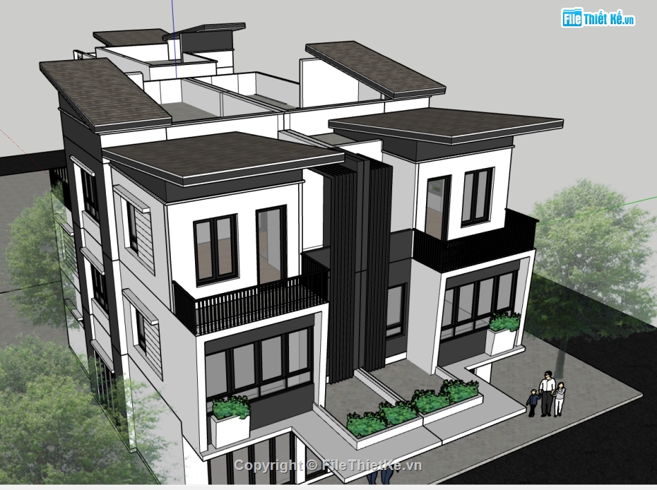 nhà phố 3 tầng file su,File su nhà phố 3 tầng,sketchup nhà phố 3 tầng