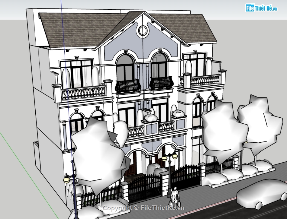 file sketchup nhà phố 3 tầng,model sketchup nhà phố 3 tầng,sketchup nhà phố 3 tầng