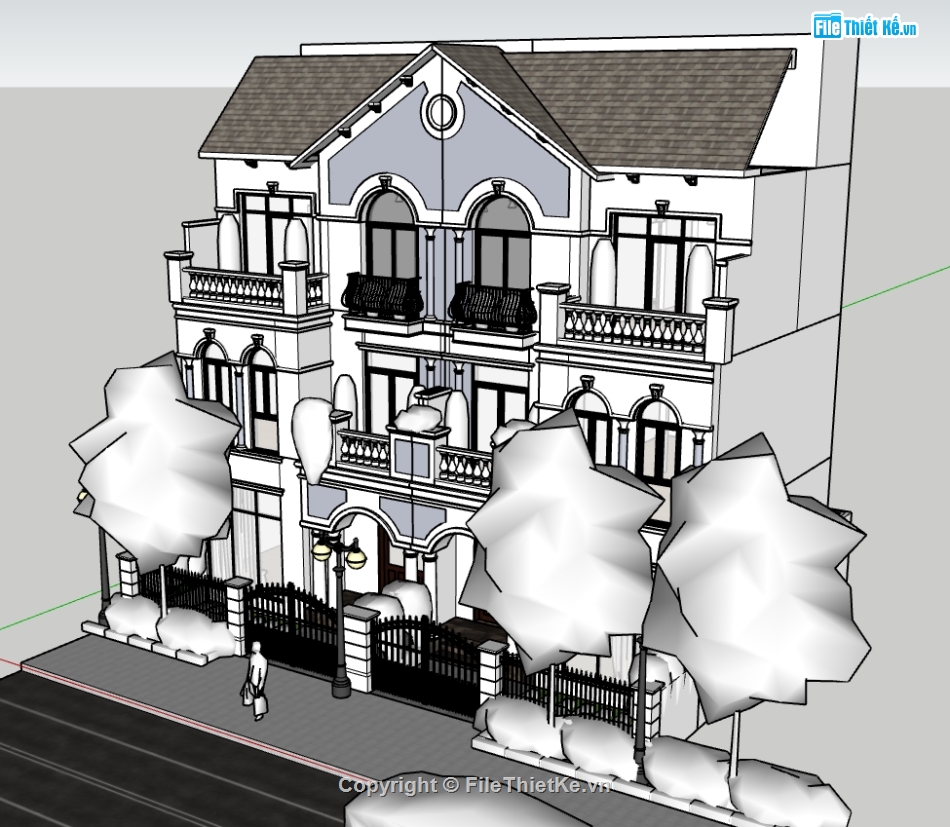 file sketchup nhà phố 3 tầng,model sketchup nhà phố 3 tầng,sketchup nhà phố 3 tầng