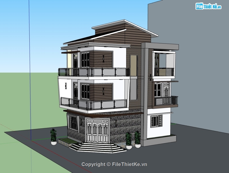 nhà phố 3 tầng,su nhà phố,sketchup nhà phố,su nhà phố 3 tầng