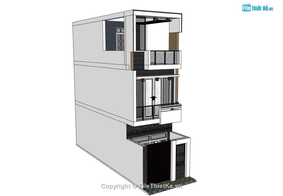 nhà phố 3 tầng,file sketchup nhà phố 3 tầng,mẫu thiết kế nhà phố 3 tầng