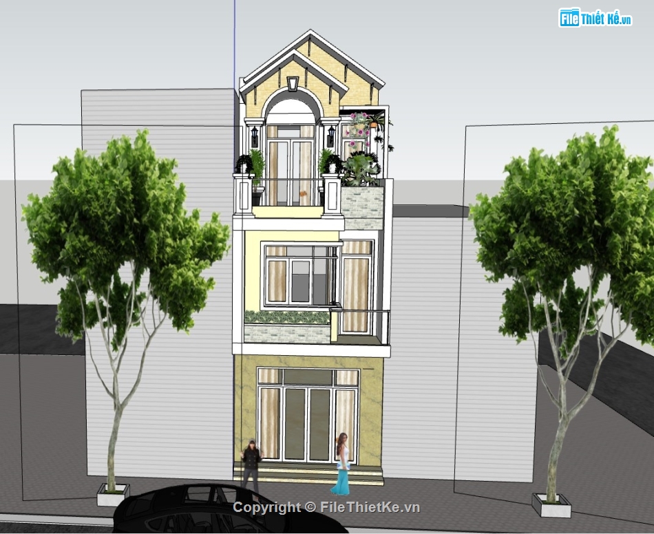 nhà phố 3 tầng,su nhà phố,sketchup nhà phố,sketchup nhà phố 3 tầng,su nhà phố 3 tầng