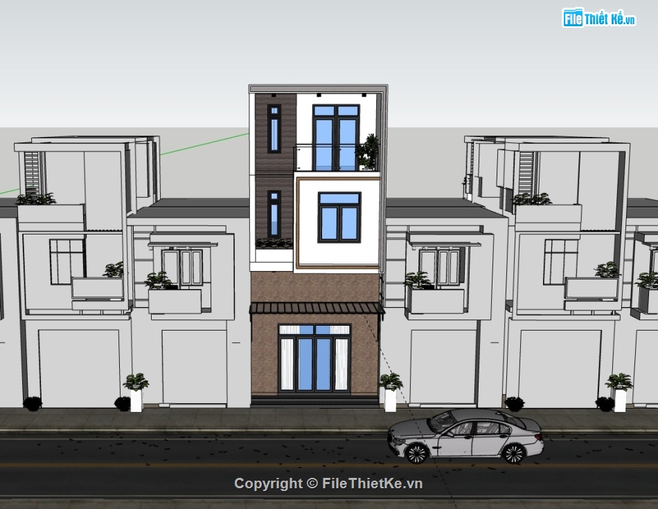 nhà phố 3 tầng,su nhà phố 3 tầng,su nhà phố,sketchup nhà phố 3 tầng