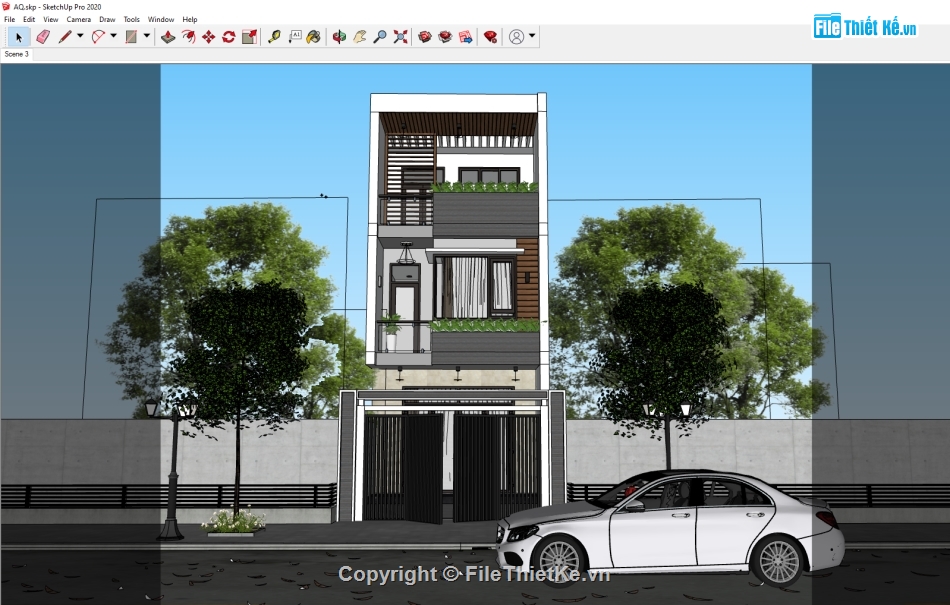 File sketchup nhà 3 tầng,bản vẽ su nhà phố 3 tầng,File su nhà phố 3 tầng,su nhà phố 3 tầng