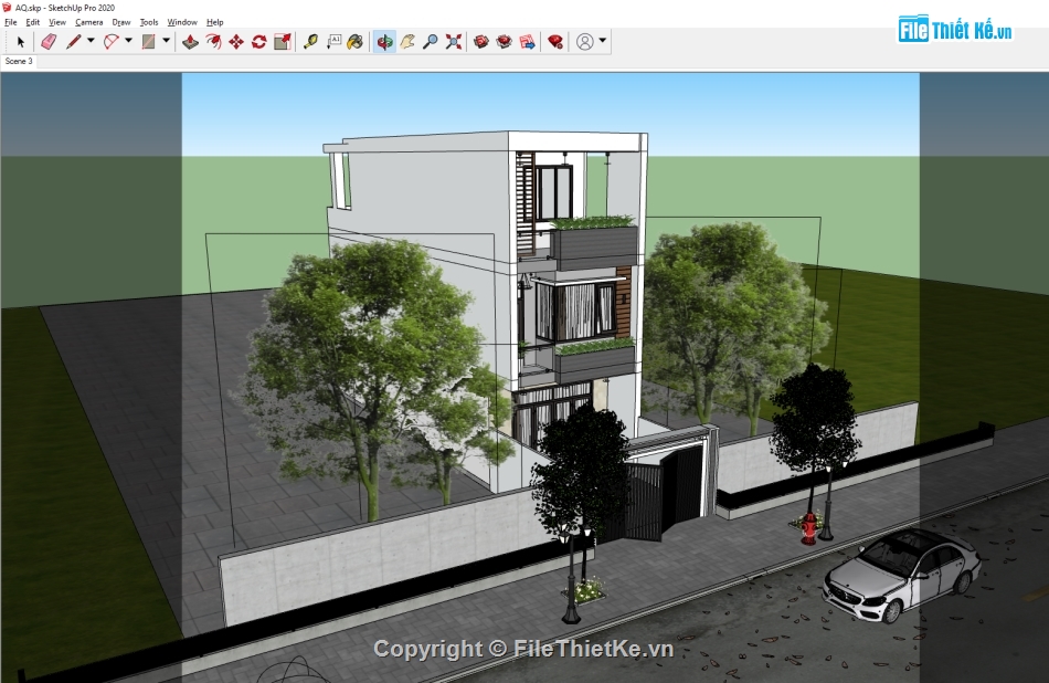 File sketchup nhà 3 tầng,bản vẽ su nhà phố 3 tầng,File su nhà phố 3 tầng,su nhà phố 3 tầng