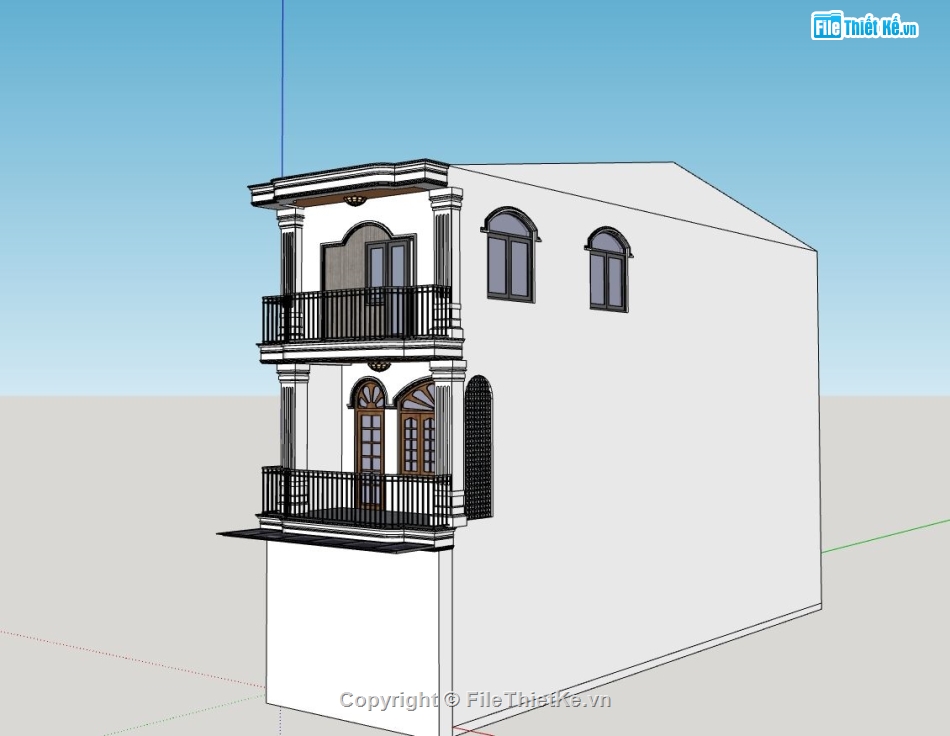 nhà phố 5x20m,file su nhà phố 3 tầng,model su nhà phố 3 tầng