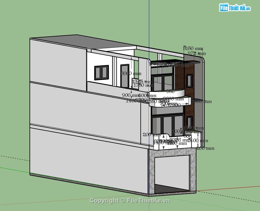 Nhà phố 3 tầng,Nhà phố 3 tầng hiện đại,model su nhà phố 3 tầng,file su nhà phố 3 tầng,sketchup nhà phố 3 tầng