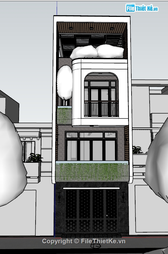 sketchup nhà phố 3 tầng,nhà phố 3 tầng sketchup,model sketchup nhà phố,3d su nhà phố 3 tầng