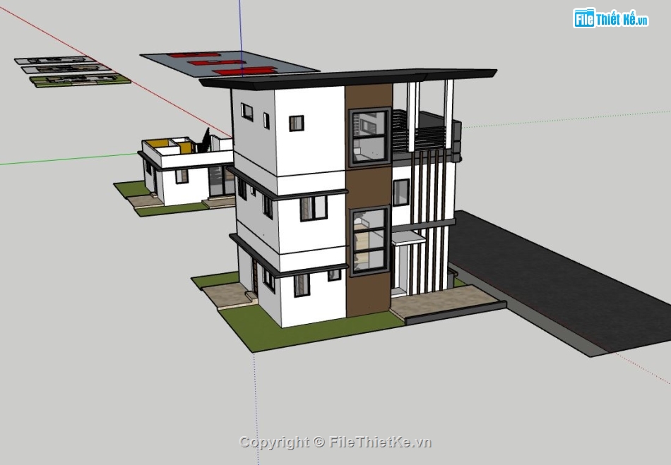 nhà phố 3 tầng,file sketchup nhà phố 3 tầng,mẫu nhà phố 3 tầng,dựng 3d nhà phố