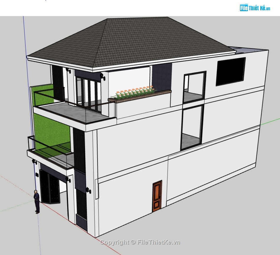 Nhà phố 3 tầng file su,model sketchup Nhà phố 3 tầng,model su Nhà phố 3 tầng,file su Nhà phố 3 tầng