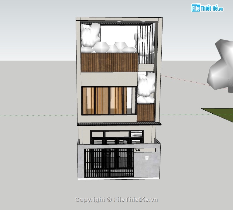 nhà phố 3 tầng,su nhà phố,sketchup nhà phố,sketchup nhà phố 3 tầng