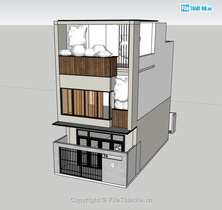 nhà phố 3 tầng,su nhà phố,sketchup nhà phố,sketchup nhà phố 3 tầng