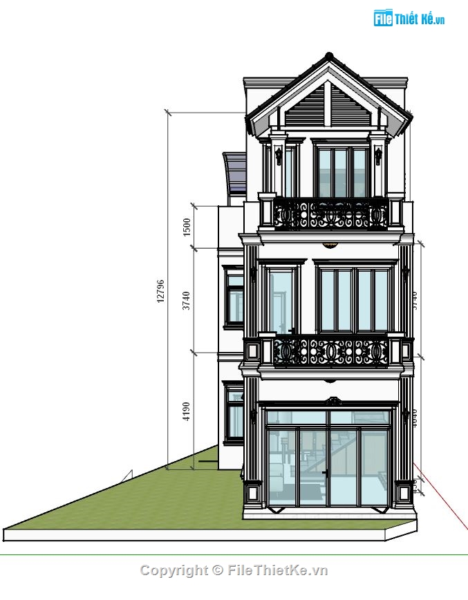 nhà phố 3 tầng,file su nhà phố 3 tầng,phối cảnh nhà phố 3 tầng,file 3d nhà phố 3 tầng,bản vẽ nhà phố 3 tầng