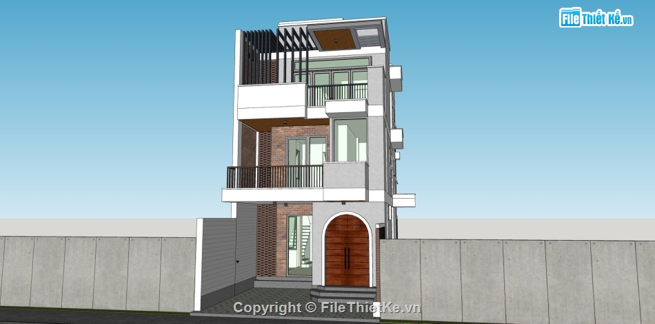 Su nhà phố 3 tầng,file su 2019 nhà phố 3 tầng,nhà phố 3 tầng su. model su nhà phố,Sketchup nhà phố 3 tầng 7x18m