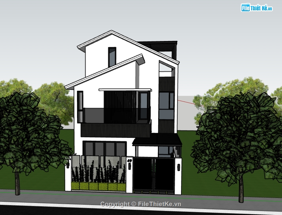 nhà phố 2 tầng file su,file sketchup nhà phố 2 tầng,model sketchup nhà phố 2 tầng,model su nhà phố 2 tầng