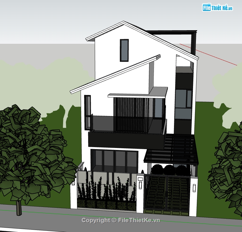 nhà phố 2 tầng file su,file sketchup nhà phố 2 tầng,model sketchup nhà phố 2 tầng,model su nhà phố 2 tầng