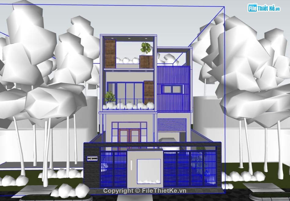 file sketchup nhà phố 3 tầng,File su nhà phố 3 tầng,Model sketchup nhà phố 3 tầng,Model su nhà phố 3 tầng