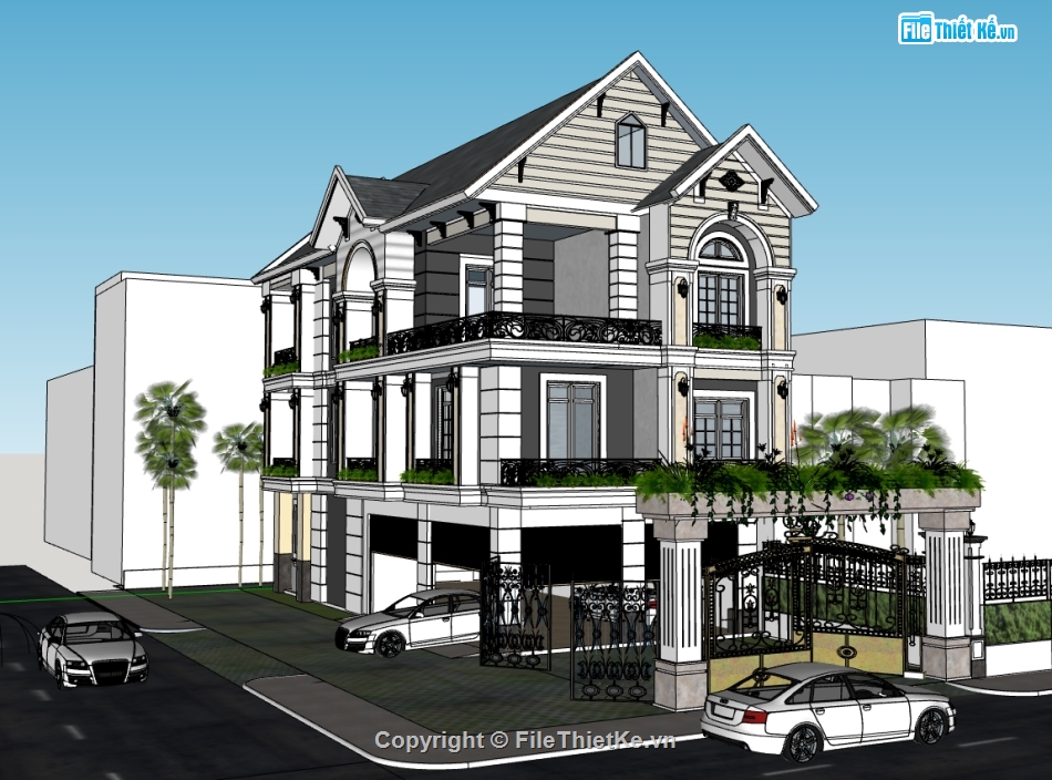 File sketchup nhà phố 3 tầng,model sketchup nhà phố 3 tầng,3d sketchup nhà phố 3 tầng,sketchup nhà phố 3 tầng