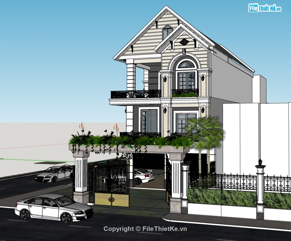 File sketchup nhà phố 3 tầng,model sketchup nhà phố 3 tầng,3d sketchup nhà phố 3 tầng,sketchup nhà phố 3 tầng