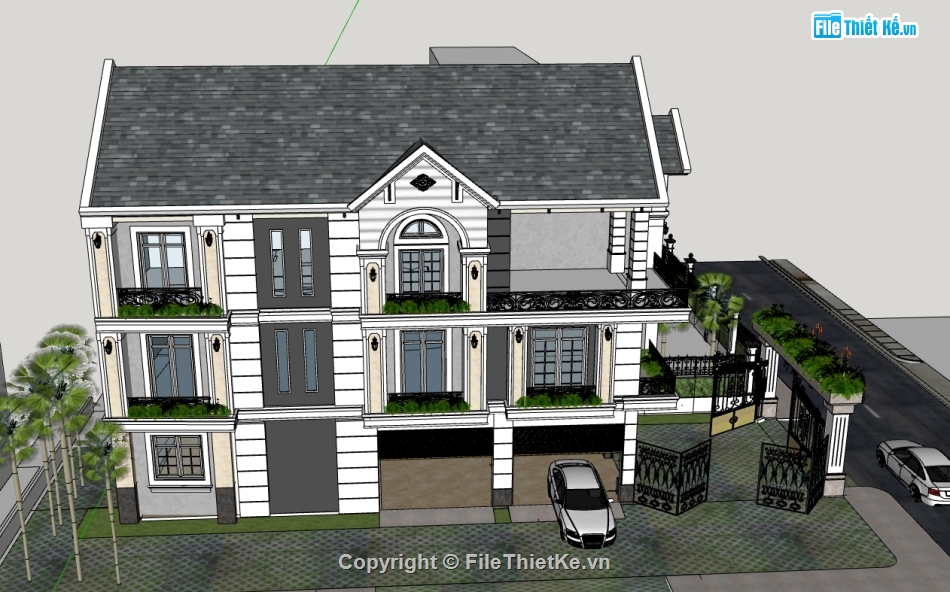 File sketchup nhà phố 3 tầng,model sketchup nhà phố 3 tầng,3d sketchup nhà phố 3 tầng,sketchup nhà phố 3 tầng